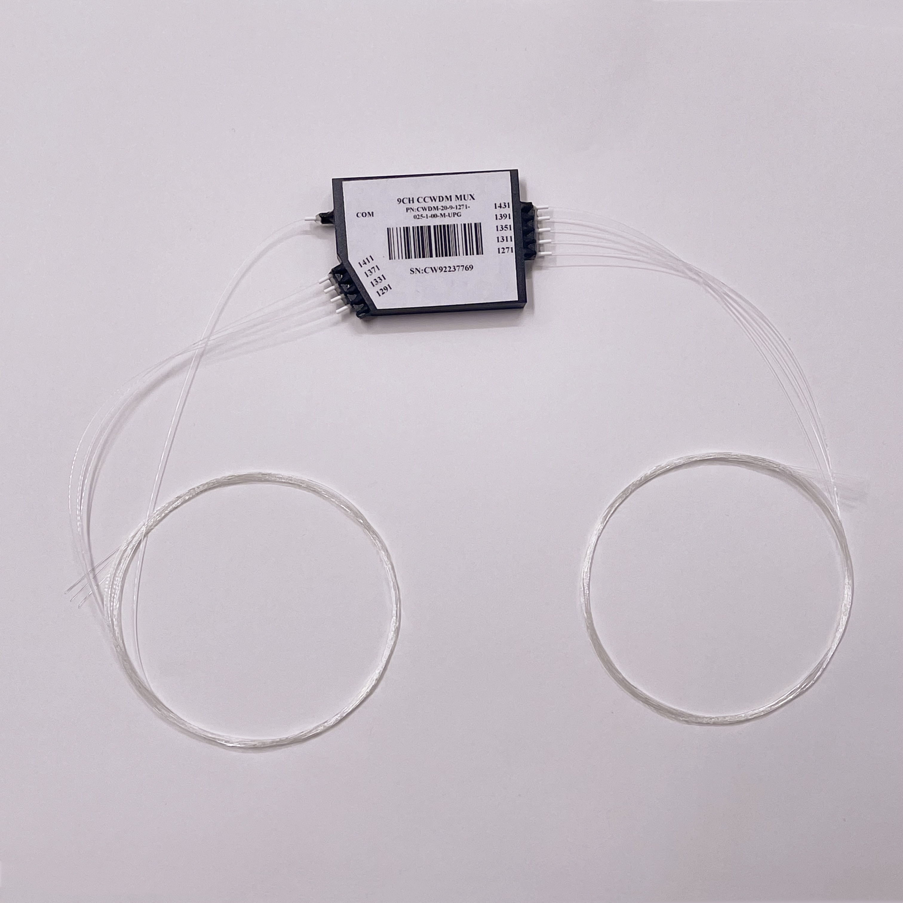 9通道低插损小型化CCWDM粗波分复用&解复用器件，自由空间二维平面设计，双侧出纤，超低插损